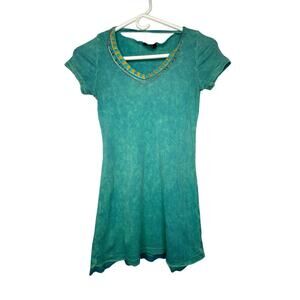 T Party Fleur de Lis Ribbed Shirt Women’s Medium Rhinestones Peekaboo Back